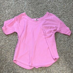 Zeagoo Pink Textured V-Neck Top